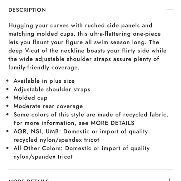 Venus ruched one piece plus size swimsuit, 20 NWT black v neck adj straps - Picture 3 of 5